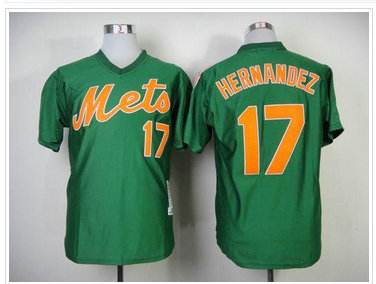 New York Mets #17 Keith Hernandez Green Throwback Baseball Jersey(Mitchell And Ness 1985)