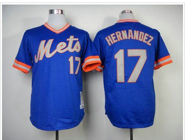 New York Mets #17 Keith Hernandez Blue Throwback Baseball Jersey(Mitchell And Ness 1983)