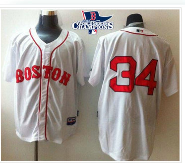 Boston Red Sox #34 David Ortiz White Cool Base 2013 World Series Champions Patch Stitched Baseball Jersey
