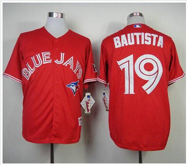 Toronto Blue Jays #19 Jose Bautista Red Canada Day Stitched Baseball Jersey