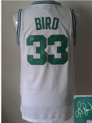 Boston Celtics Revolution 30 Autographed #33 Larry Bird White Stitched NBA Jersey