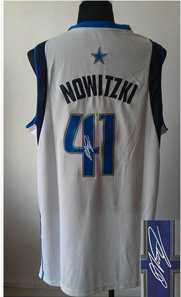 Dallas Mavericks Revolution 30 Autographed #41 Dirk Nowitzki White Stitched NBA Jersey