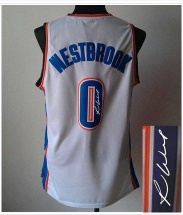 Oklahoma City Thunder Revolution 30 Autographed #0 Russell Westbrook White Stitched NBA Jersey