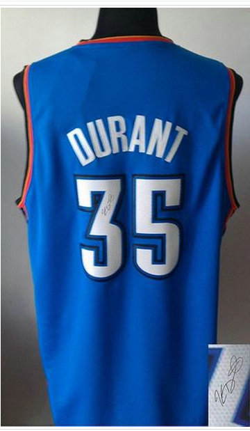 Oklahoma City Thunder Revolution 30 Autographed #35 Kevin Durant Blue Stitched NBA Jersey