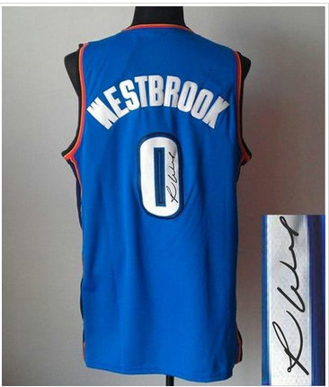 Oklahoma City Thunder Revolution 30 Autographed #0 Russell Westbrook Blue Stitched NBA Jersey