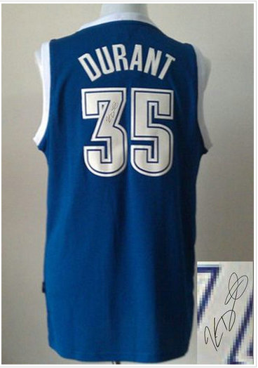Oklahoma City Thunder Revolution 30 Autographed #35 Kevin Durant Blue Alternate Stitched NBA Jersey