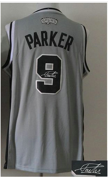 San Antonio Spurs Revolution 30 Autographed #9 Tony Parker Grey Stitched NBA Jersey