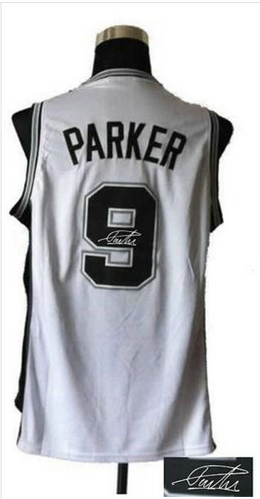 San Antonio Spurs Revolution 30 Autographed #9 Tony Parker White Stitched NBA Jersey