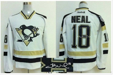 Pittsburgh Penguins #18 James Neal White 2014 Stadium Series Autographed Stitched NHL Jersey