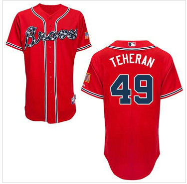 Atlanta Braves #49 Julio Teheran Red Cool Base Baseball Jersey