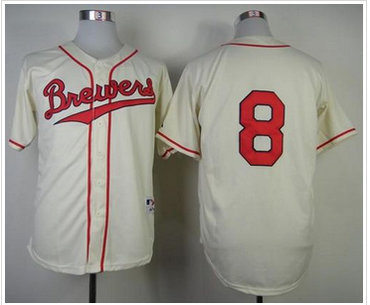 Milwaukee Brewers #8 Ryan Braun Cream 1913 Turn Back The Clock Stitched Baseball Jersey