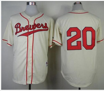 Milwaukee Brewers #20 Jonathan Lucroy Cream 1948 Turn Back The Clock Stitched Baseball Jersey