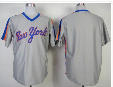 New York Mets Mitchell And Ness Blank Grey Throwback Stitched Baseball Jersey
