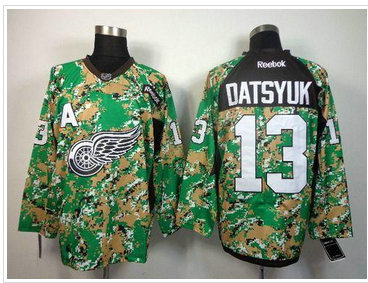 Detroit Red Wings #13 Pavel Datsyuk Camo Veterans Day Practice NHL Jersey