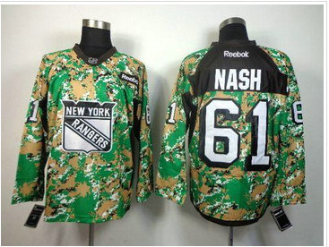 New York Rangers #61 Rick Nash Camo Veterans Day Practice NHL Jersey