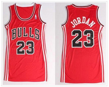 Women NBA Bulls #23 Michael Jordan Red Dress Stitched NBA Jersey