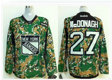 New York Rangers #27 Ryan McDonagh Camo Veterans Day Practice Stitched NHL Jersey