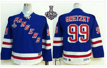 Youth NHL New York Rangers #99 Wayne Gretzky Blue With 2014 Stanley Cup Finals NHL Jersey