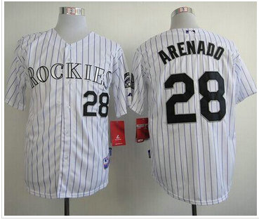 Colorado Rockies #28 Nolan Arenado White Cool Base Stitched Baseball Jersey