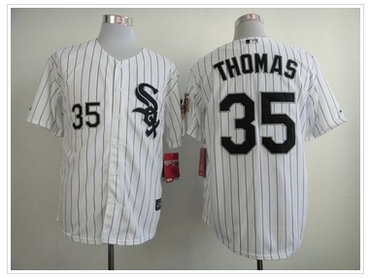 Chicago White Sox #35 Frank Thomas White w75th Anniversary Commemorative Patch Stitched Jersey