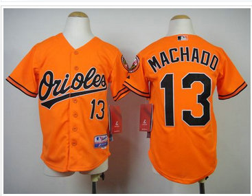 Youth MLB Baltimore Orioles #13 Manny Machado Orange Cool Base Stitched Jersey