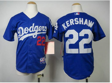 Youth MLB Los Angeles Dodgers #22 Clayton Kershaw Blue Cool Base Stitched Jersey