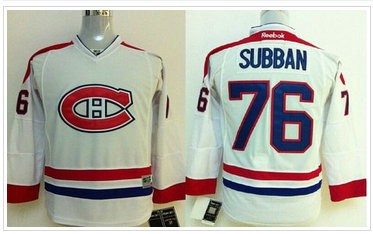 Youth NHL Montreal Canadiens #76 P.K Subban White Stitched Jersey