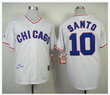 Chicago Cubs Mitchell And Ness 1968 Cubs #10 Ron Santo White Throwback Stitched Baseball Jersey
