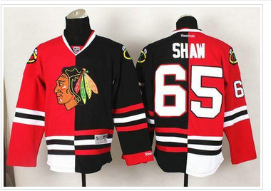 Chicago Blackhawks #65 Andrew Shaw Red-Black Split Stitched NHL Jersey
