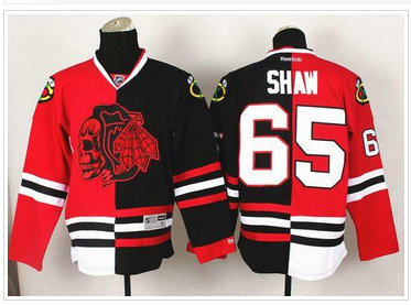 Chicago Blackhawks #65 Andrew Shaw Red-Black Split Red Skull Stitched NHL Jersey