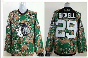 Chicago Blackhawks #29 Bryan Bickell Camo Veterans Day Practice Stitched NHL Jersey
