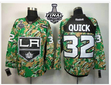 Los Angeles Kings #32 Jonathan Quick Camo Veterans Day Practice 2014 Stanley Cup Finals Stitched NHL Jersey Los Angeles Kings #32 Jonathan Quick Camo Veterans Day Practice 2014 Stanley Cup Finals Stitched NHL Jersey