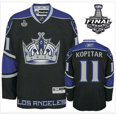 Los Angeles Kings Jersey #11 Anze Kopitar Black Third 2014 Stanley Cup Finals Stitched NHL Jersey
