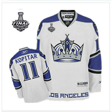 Los Angeles Kings #11 Anze Kopitar White 2014 Stanley Cup Finals Stitched NHL Jersey