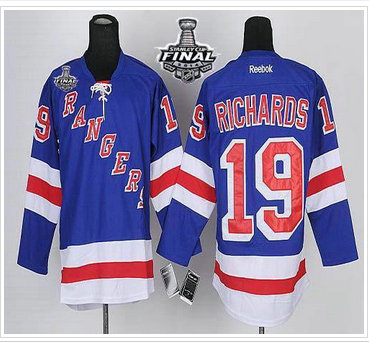New York Rangers #19 Brad Richards Blue With 2014 Stanley Cup Finals Stitched NHL Jersey