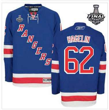 New York Rangers #62 Carl Hagelin Blue Home With 2014 Stanley Cup Finals NHL Jersey