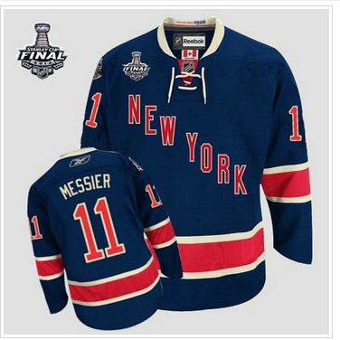 New York Rangers #11 Mark Messier Dark Blue 85TH Third With 2014 Stanley Cup Finals Stitched NHL Jersey