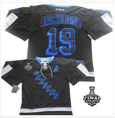 New York Rangers #19 Brad Richards Black Ice With 2014 Stanley Cup Finals Stitched NHL Jersey