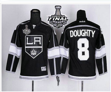 Youth NHL Los Angeles Kings #8 Drew Doughty Black Home 2014 Stanley Cup Finals Stitched Youth NHL Jersey