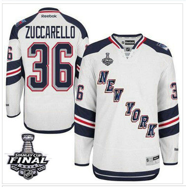 Youth NHL New York Rangers #36 Mats Zuccarello White 2014 Stadium Series With Stanley Cup Finals Jersey