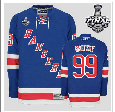 Youth NHL New York Rangers #99 Wayne Gretzky Blue With 2014 Stanley Cup Finals Jersey