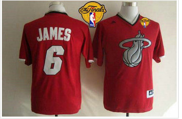 Miami Heat #6 LeBron James Red 2013 Christmas Day Swingman Finals Patch Stitched NBA Jersey