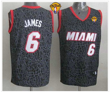 Miami Heat #6 LeBron James Black Crazy Light Finals Patch Stitched NBA Jersey