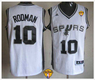 San Antonio Spurs Revolution 30 Spurs #10 Dennis Rodman White Finals Patch Stitched NBA Jersey