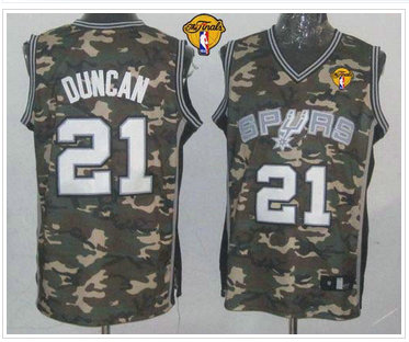 San Antonio Spurs #21 Tim Duncan Camo Stealth Collection Finals Patch Stitched NBA Jersey