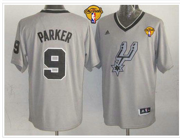 San Antonio Spurs #9 Tony Parker Grey 2013 Christmas Day Swingman Finals Patch Stitched NBA Jersey