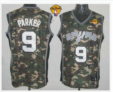 San Antonio Spurs #9 Tony Parker Camo Stealth Collection Finals Patch Stitched NBA Jersey