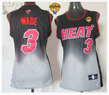 Women NBA Miami Heat #3 Dwyane Wade Black-Grey With Finals Patch Fadeaway Fashion Stitched NBA Jersey Women NBA Miami Heat #3 Dwyane Wade Black-Grey With Finals Patch Fadeaway Fashion Stitched NBA Jersey