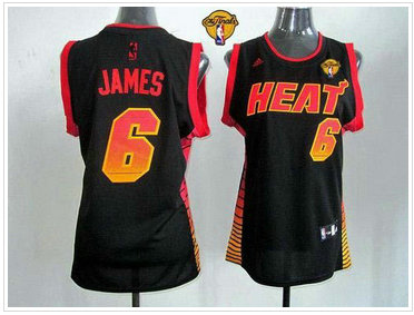 Women NBA Miami Heat #6 LeBron James Black With Finals Patch Vibe Stitched NBA Jersey