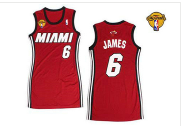 Women NBA Miami Heat #6 LeBron James Red With Finals Patch Dress Stitched NBA Jersey